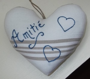 Coeur en tissu Amitié - Collection Campagne